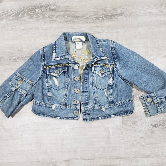 Z.cavaricci Jackets & Blazers - Vintage Embroidered Jean Jacket Vintage Cropped Z Cavaricci Distressed